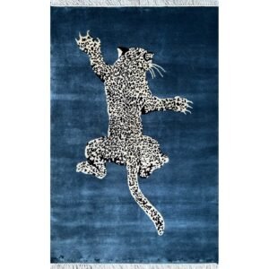 4x6 ft Hand Knotted Wool Carpet Bluish Gray Leopard