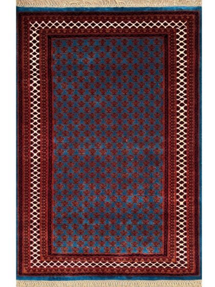 4x6 ft Hand Knotted Wool Carpet Blue Lichi