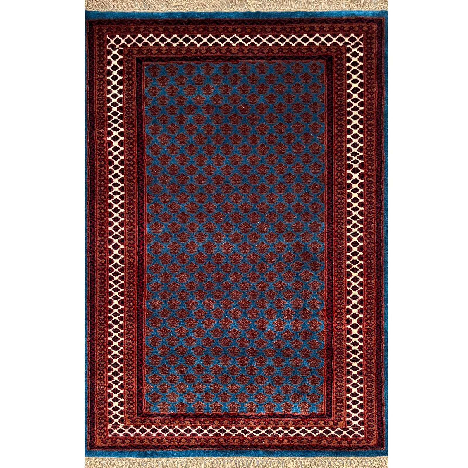 4x6 ft Hand Knotted Wool Carpet Blue Lichi