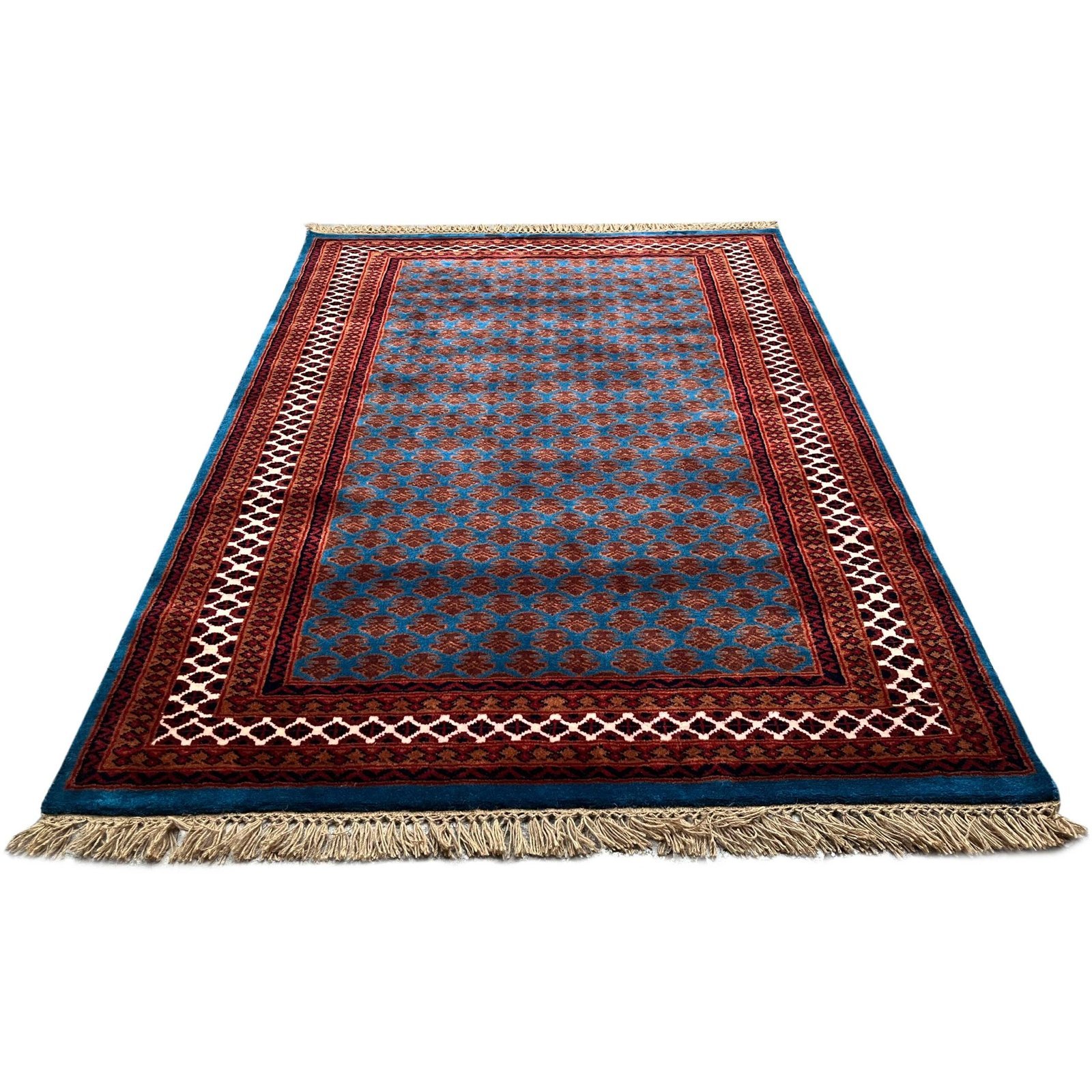 4x6 ft Hand Knotted Wool Carpet Blue Lichi - Image 2
