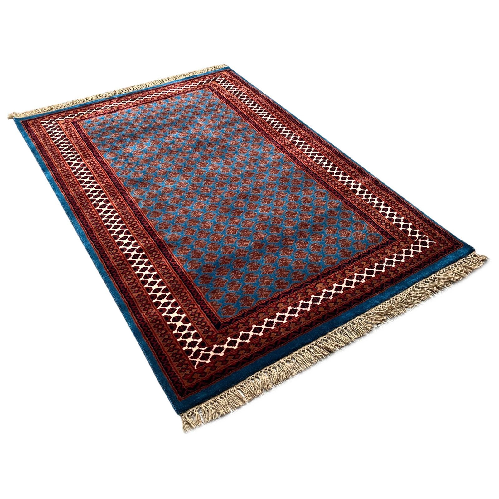 4x6 ft Hand Knotted Wool Carpet Blue Lichi - Image 6