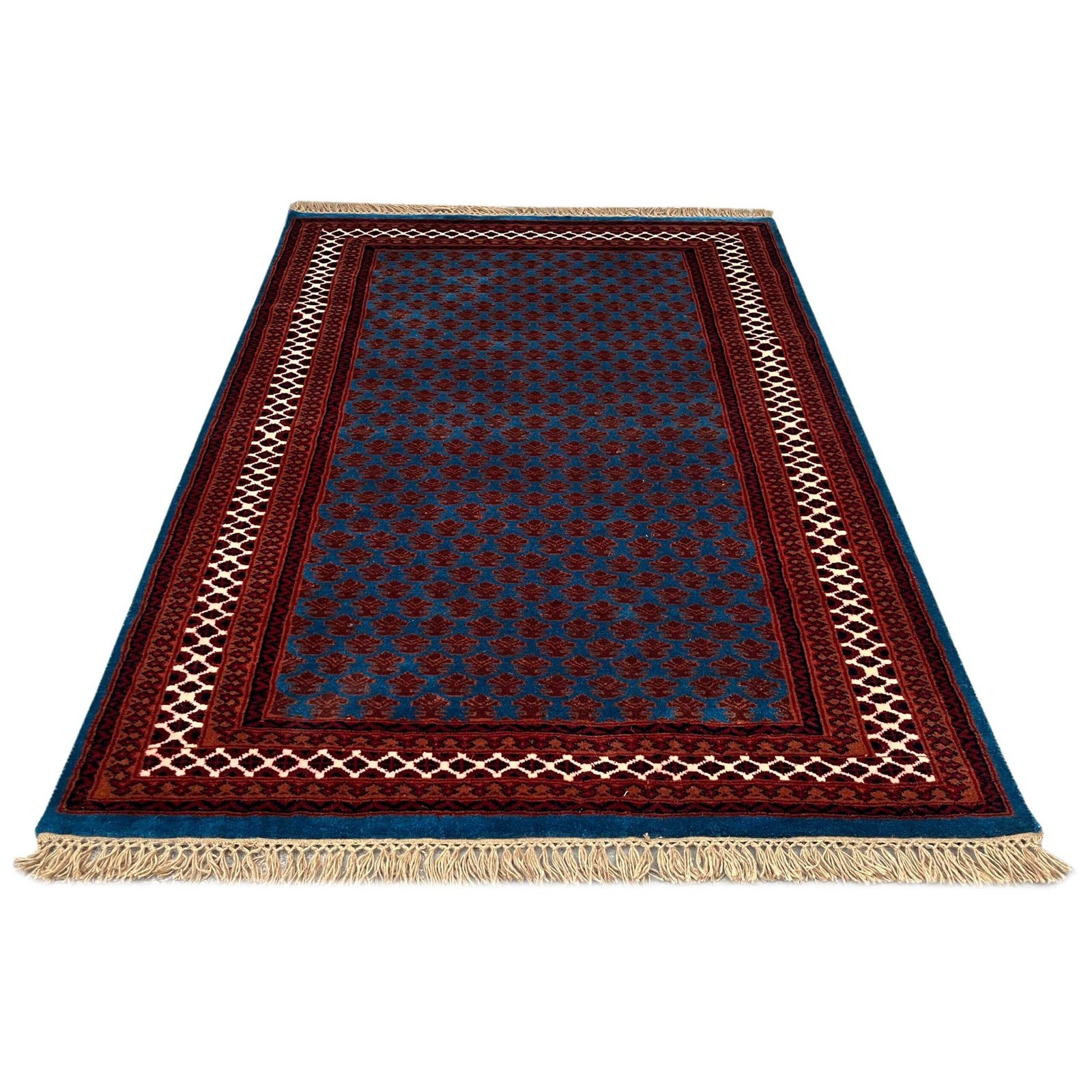 4x6 ft Hand Knotted Wool Carpet Blue Lichi - Image 5