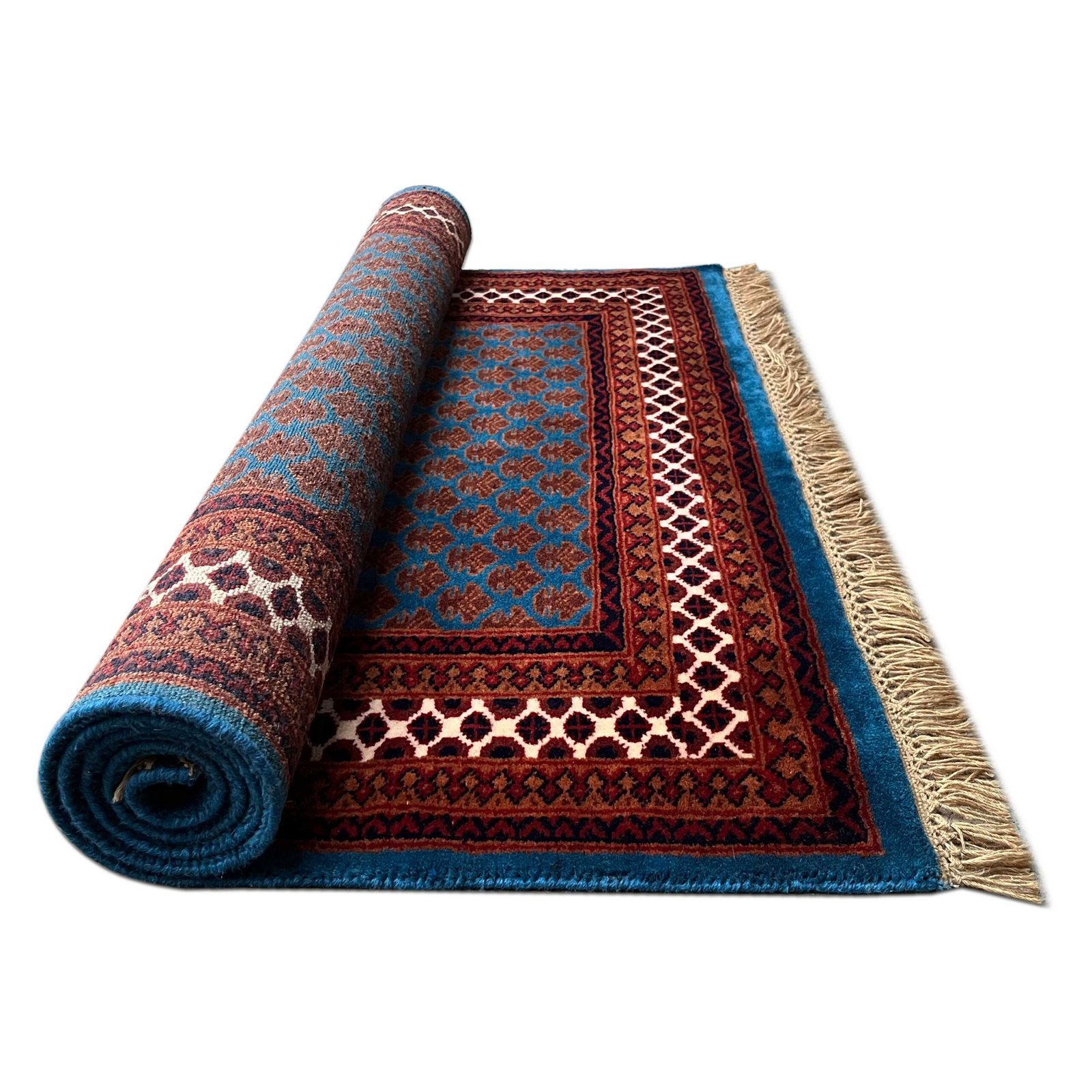 4x6 ft Hand Knotted Wool Carpet Blue Lichi - Image 3