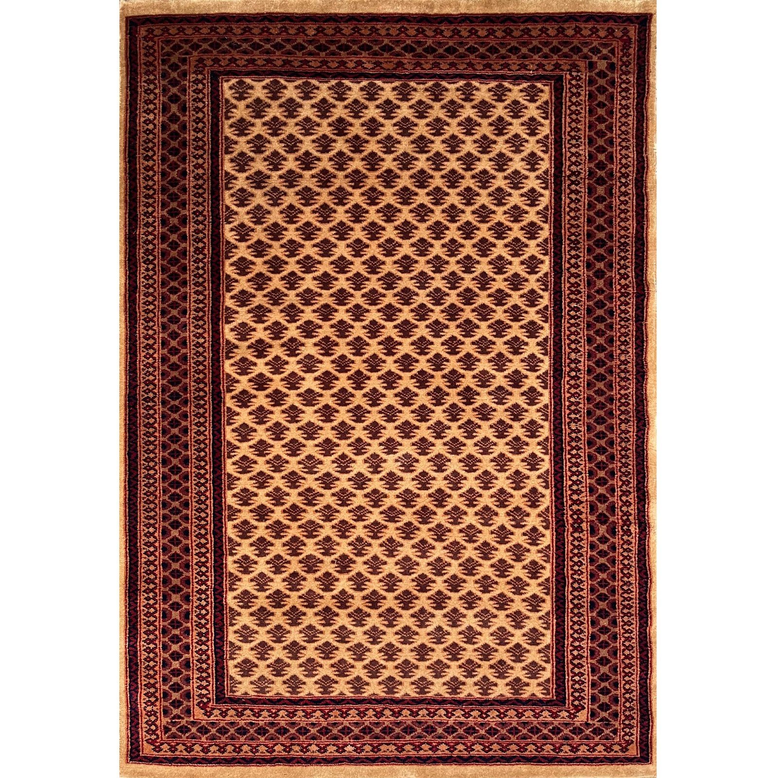 4x6 ft Hand Knotted Wool Carpet Camel Lichi