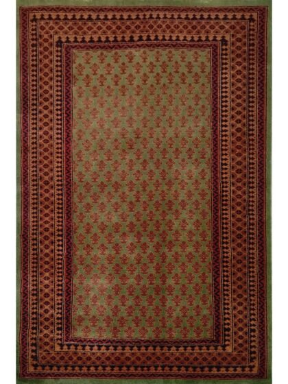 4x6 Feet Hand Knotted Green Carpet Lichi (Wool)