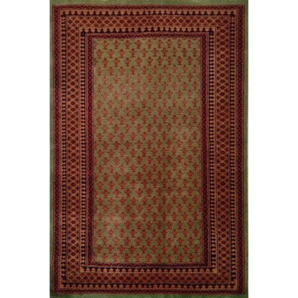 4x6 Feet Hand Knotted Green Carpet Lichi (Wool)