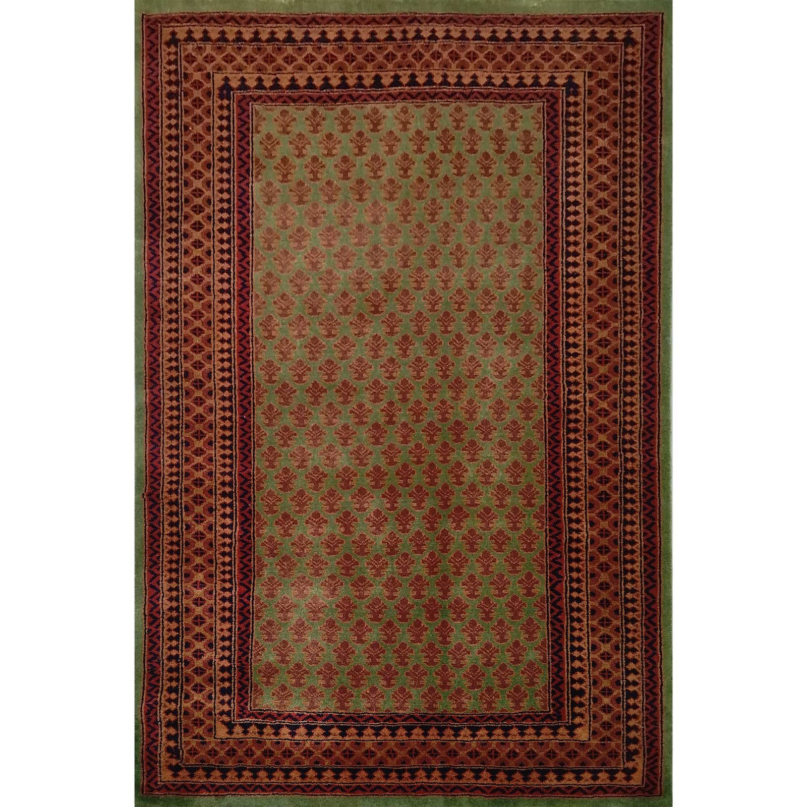 4x6 Feet Hand Knotted Green Carpet Lichi (Wool)