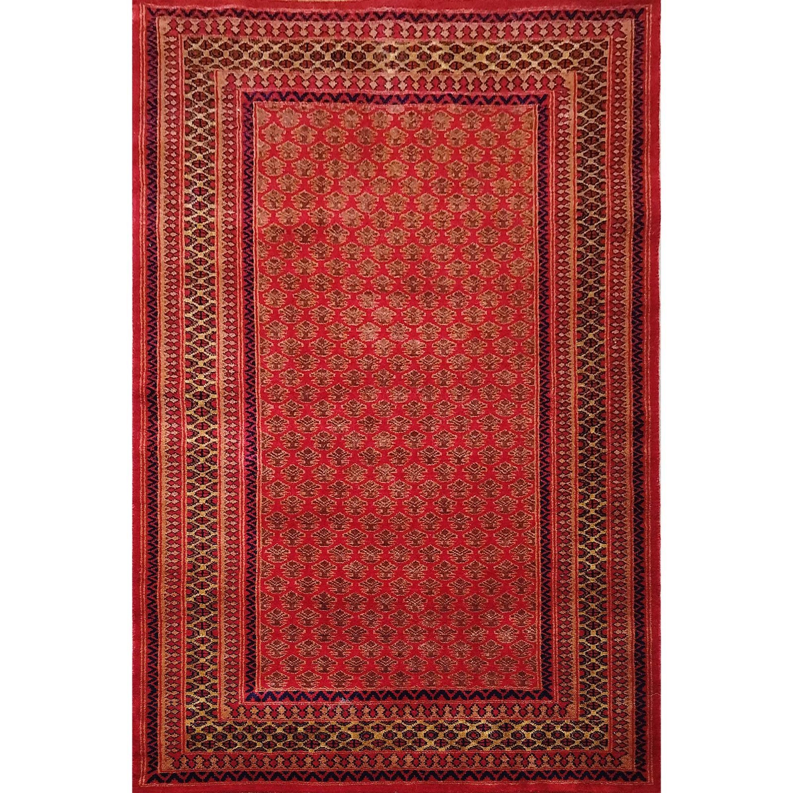 4x6 Feet Hand Knotted Wool Carpet Red