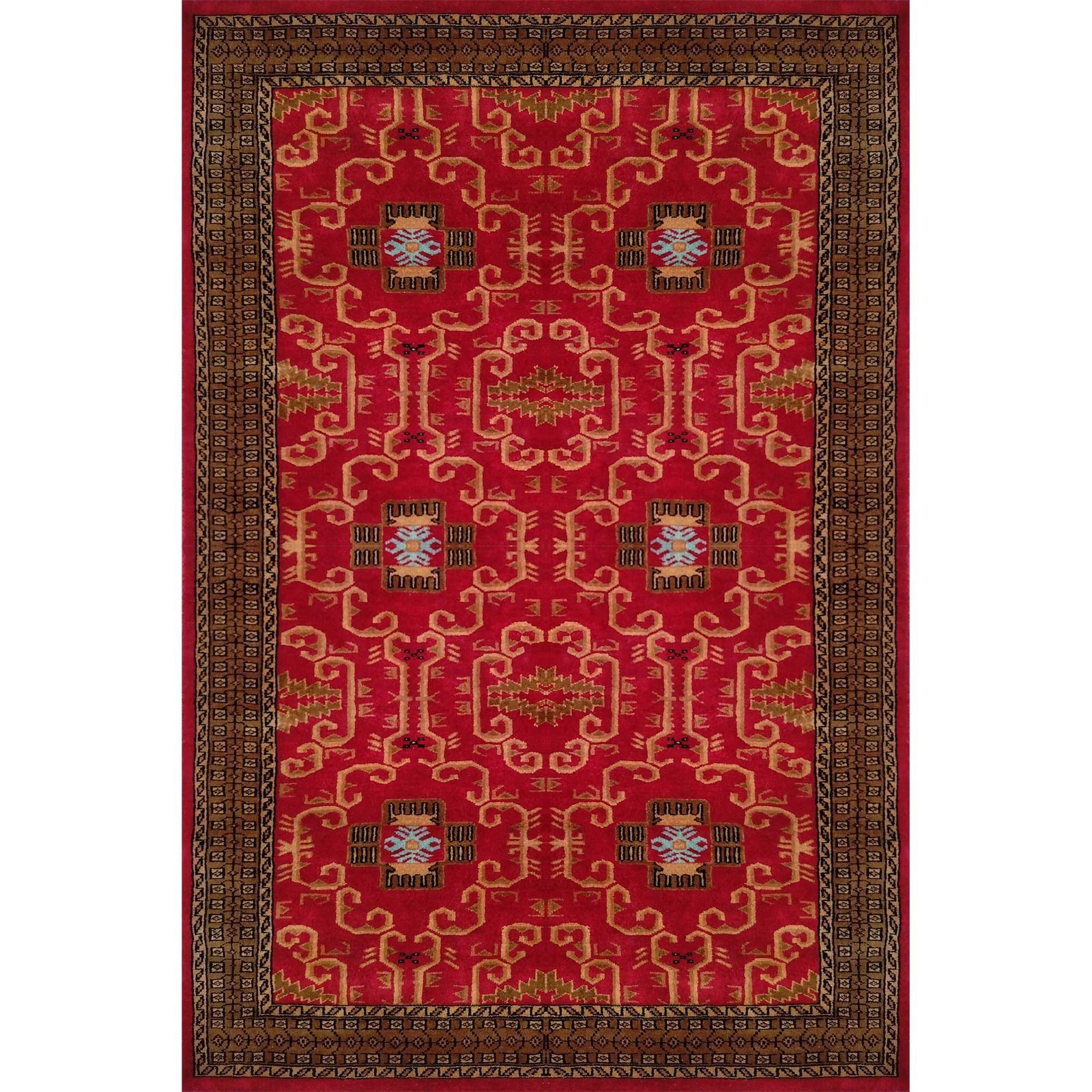 4x6 Feet Handmade Wool Carpet Palace (Red)