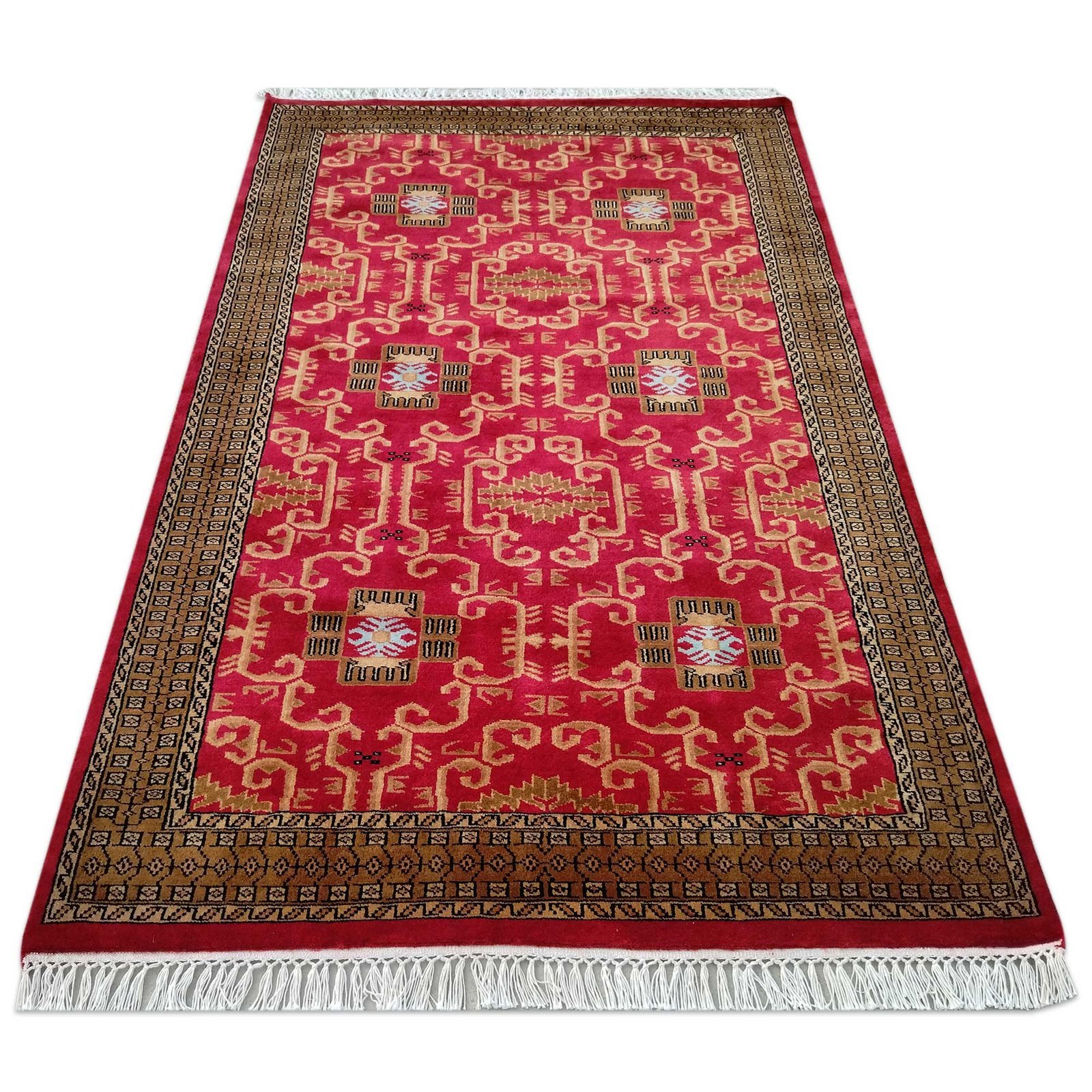 4x6 Feet Handmade Wool Carpet Palace (Red) - Image 2
