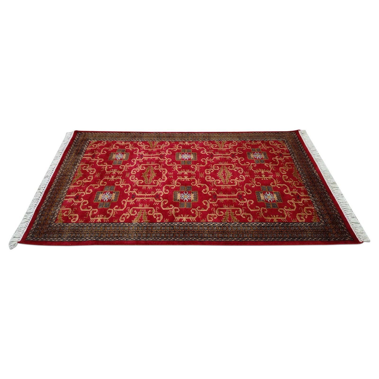 4x6 Feet Handmade Wool Carpet Palace (Red) - Image 3