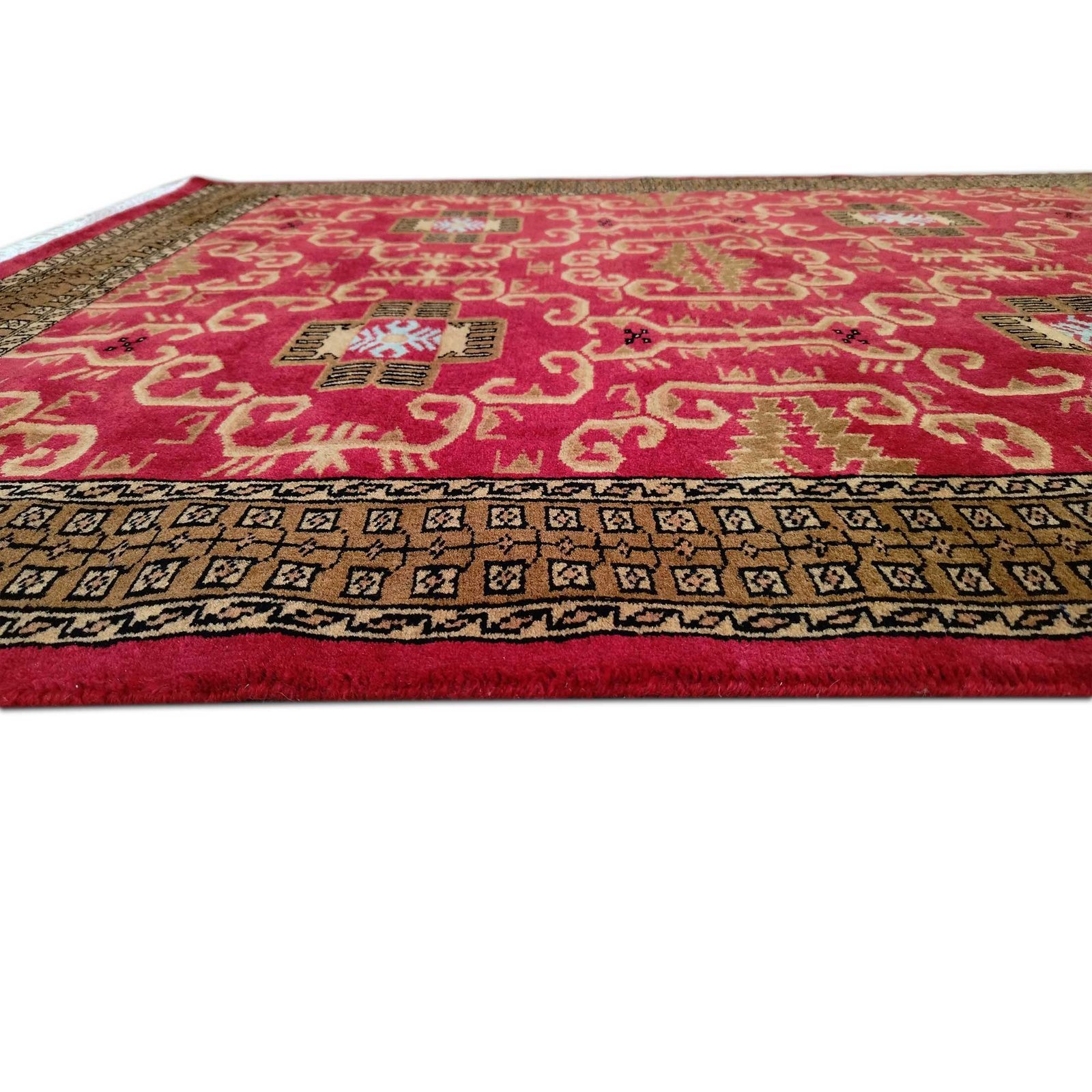 4x6 Feet Handmade Wool Carpet Palace (Red) - Image 4
