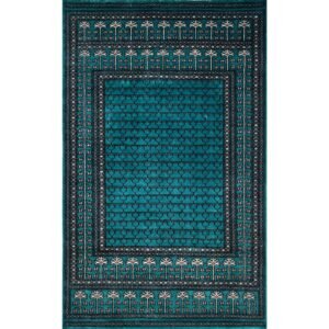 4x6 Handmade Hand Knotted Wool Carpet Parda Turquoise