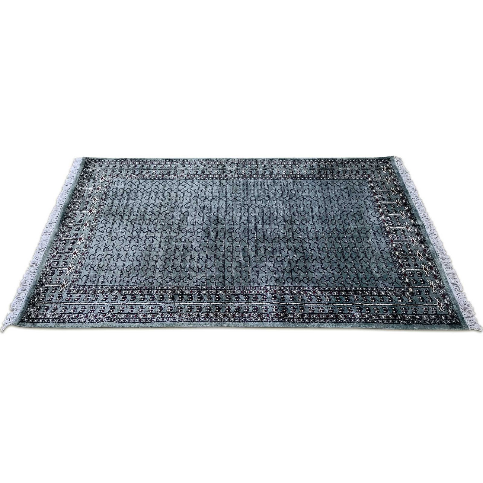 4x6 ft Hand Knotted Royal Grey Bamboo Silk Carpet - Image 4