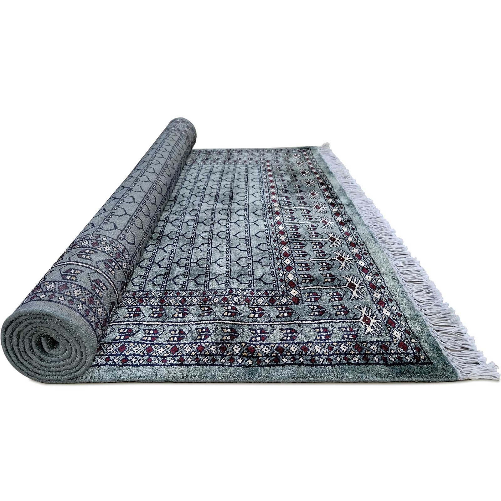 4x6 ft Hand Knotted Royal Grey Bamboo Silk Carpet - Image 8