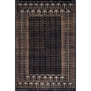 4x6 ft Hand Knotted Woolen Carpet Black Parda