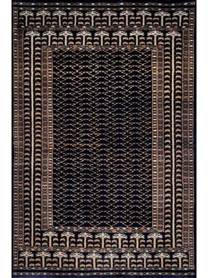 4x6 ft Hand Knotted Woolen Carpet Black Parda