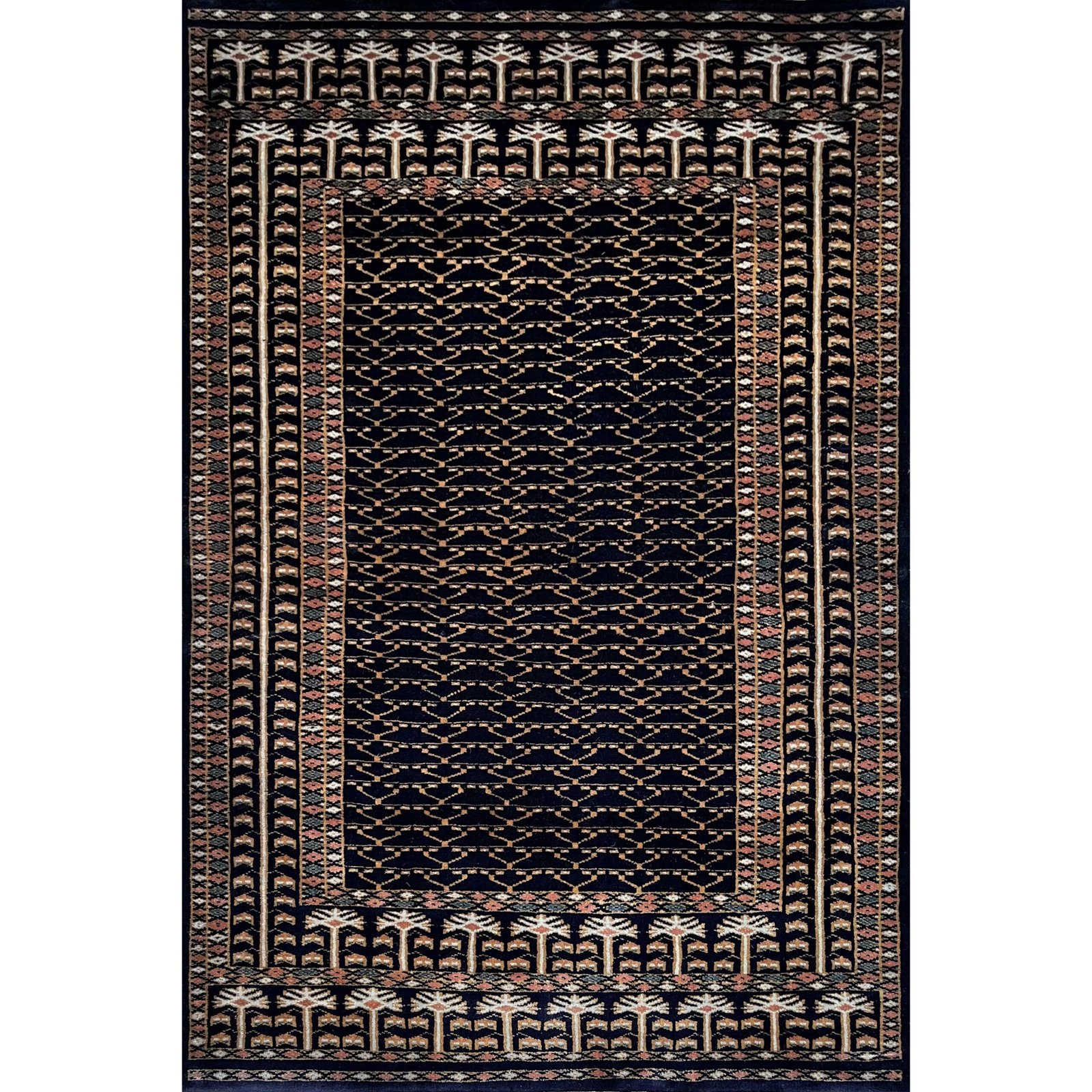 4x6 ft Hand Knotted Woolen Carpet Black Parda