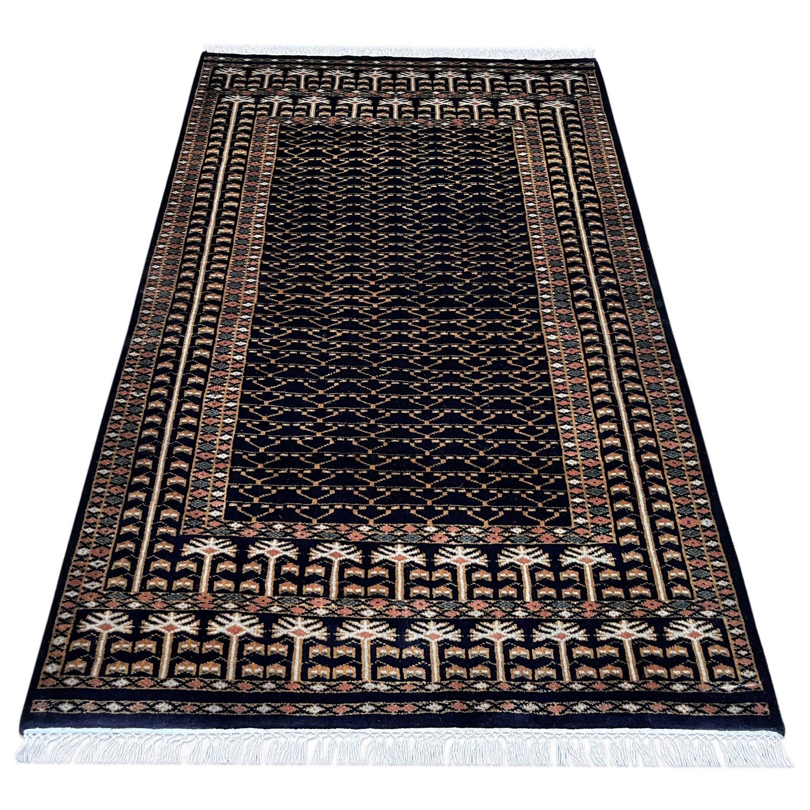 4x6 ft Hand Knotted Woolen Carpet Black Parda - Image 2