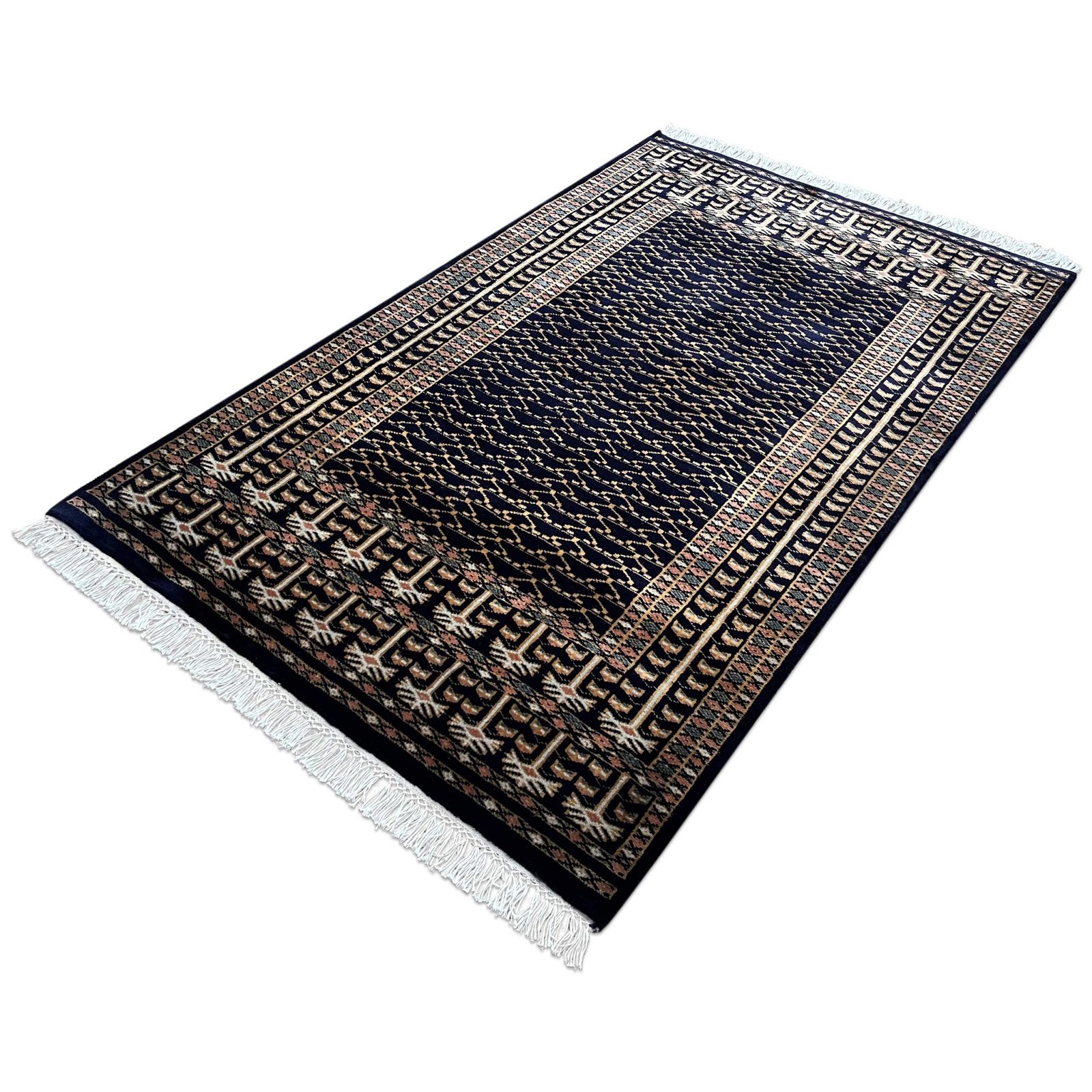 4x6 ft Hand Knotted Woolen Carpet Black Parda - Image 6
