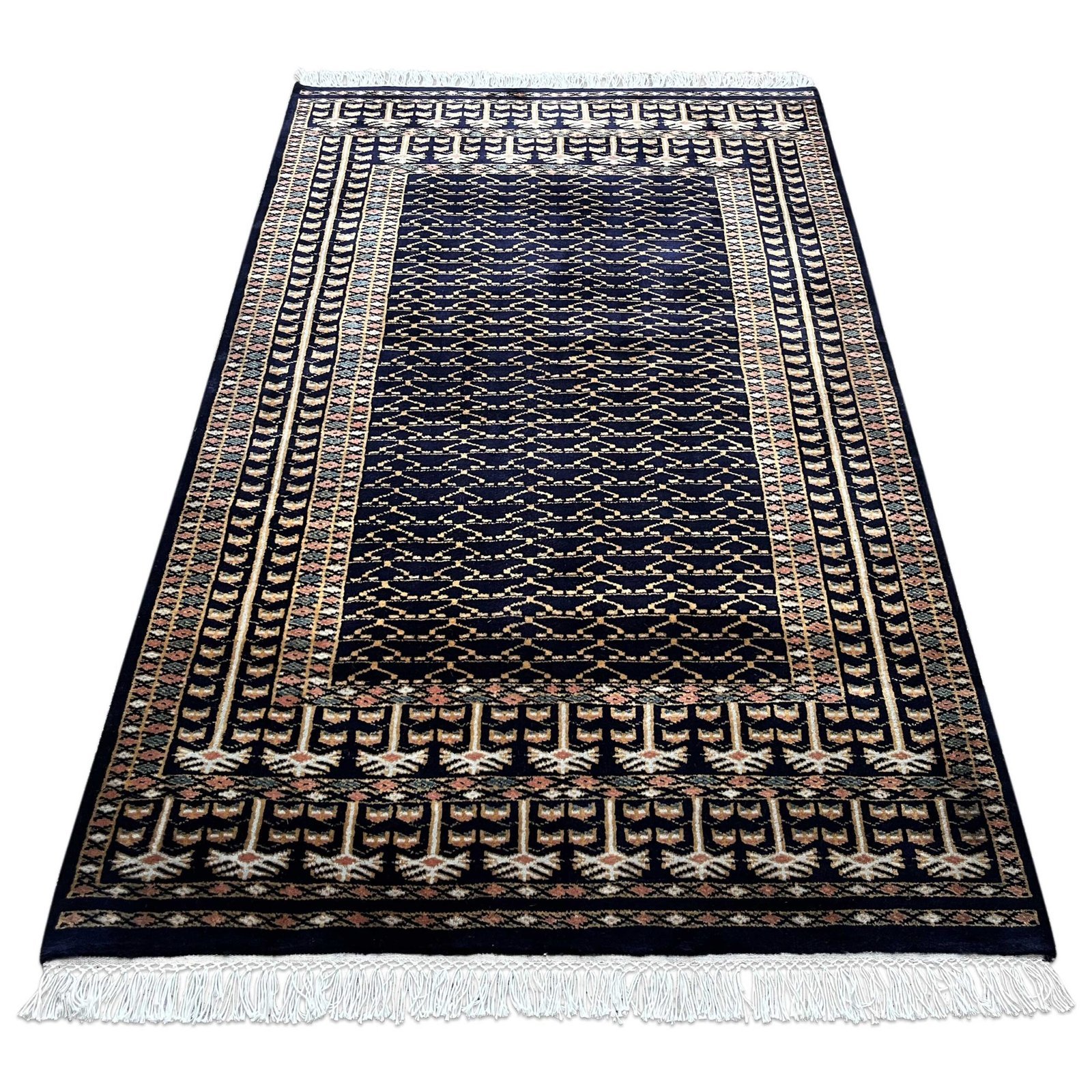 4x6 ft Hand Knotted Woolen Carpet Black Parda - Image 5