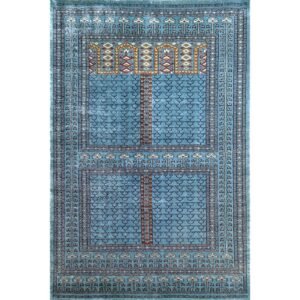4x6 Feet Blue Hand Knotted Bamboo Silk Carpet Traditional Parda