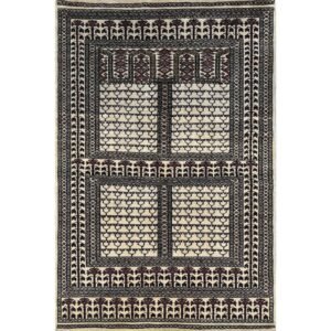 4x6 Feet White Hand Knotted Wool Carpet Parda