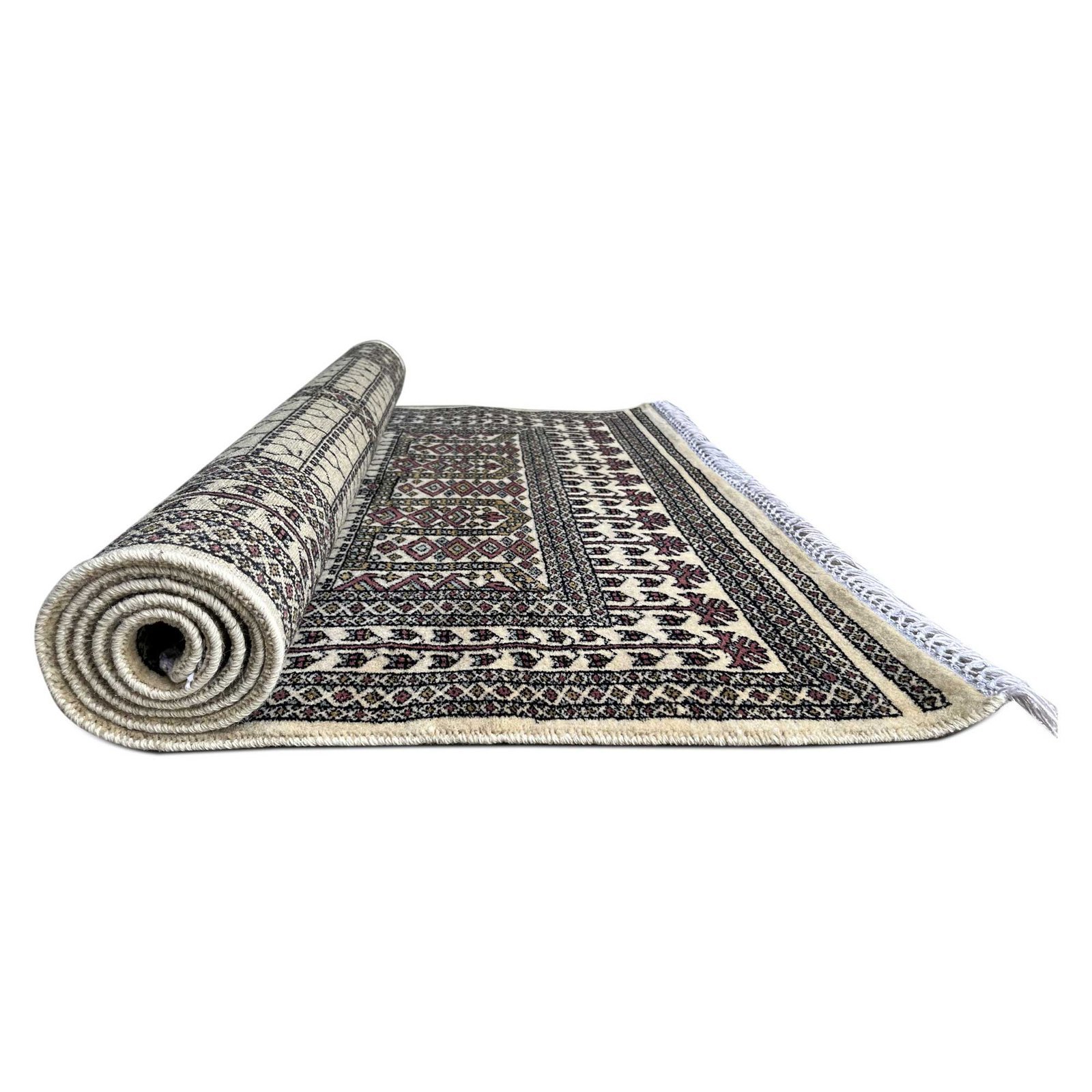 4x6 Feet White Hand Knotted Wool Carpet Parda - Image 7