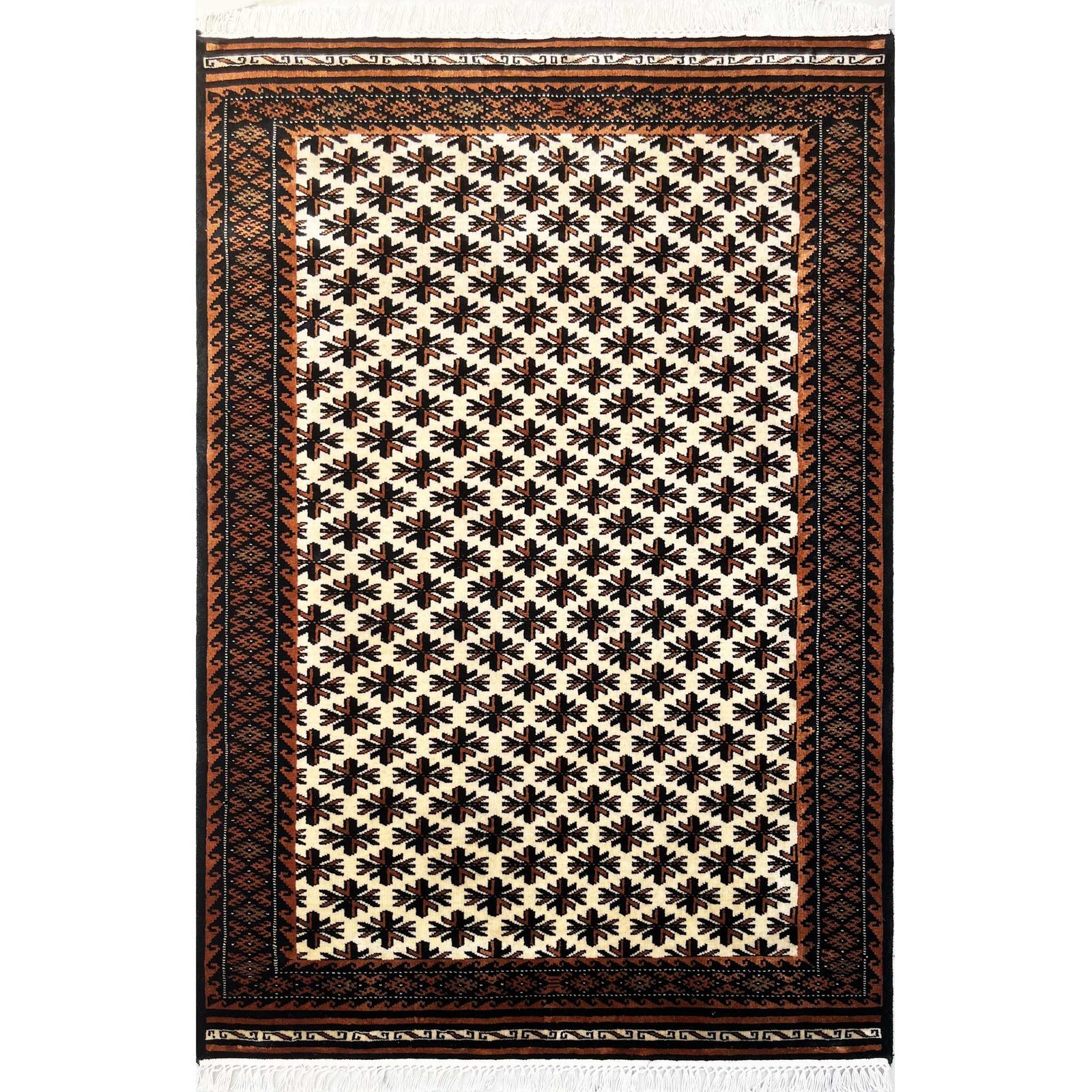 4x6 ft Hand Knotted Woolen Carpet Patta White