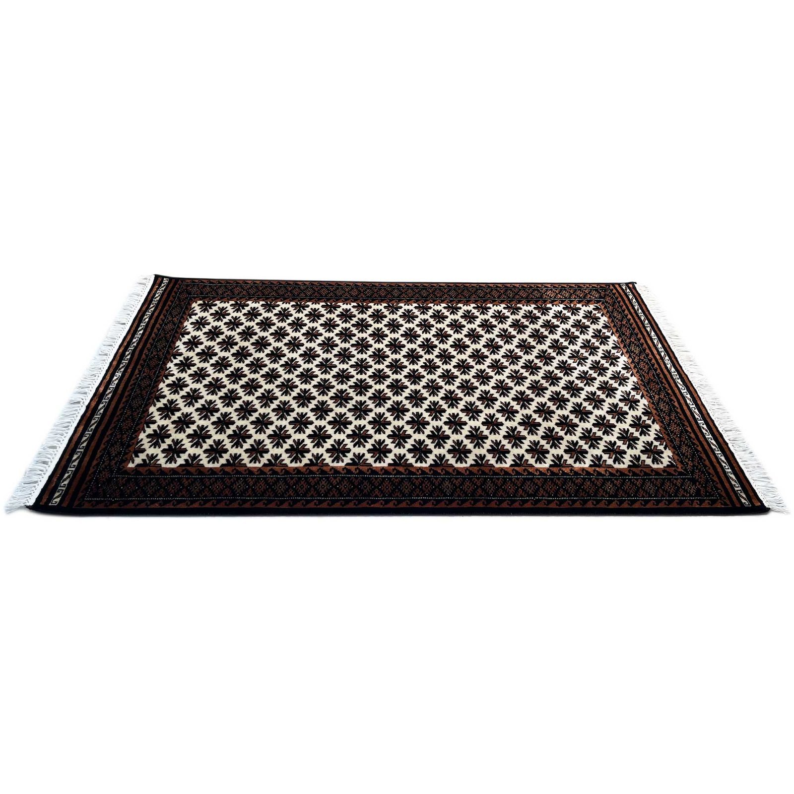 4x6 ft Hand Knotted Woolen Carpet Patta White - Image 4