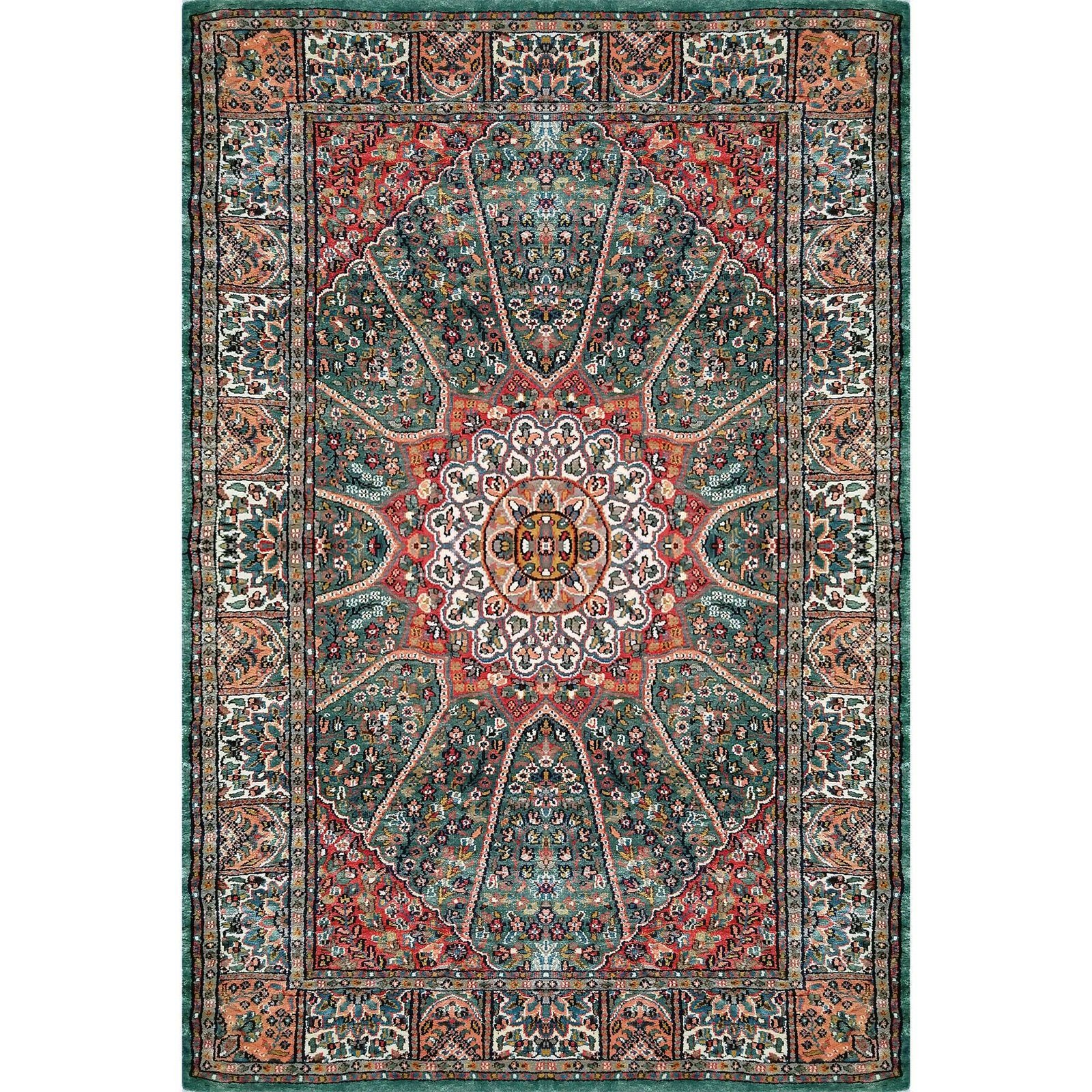 4x6 Feet Hand Knotted Blue Persian Bamboo Silk Carpet