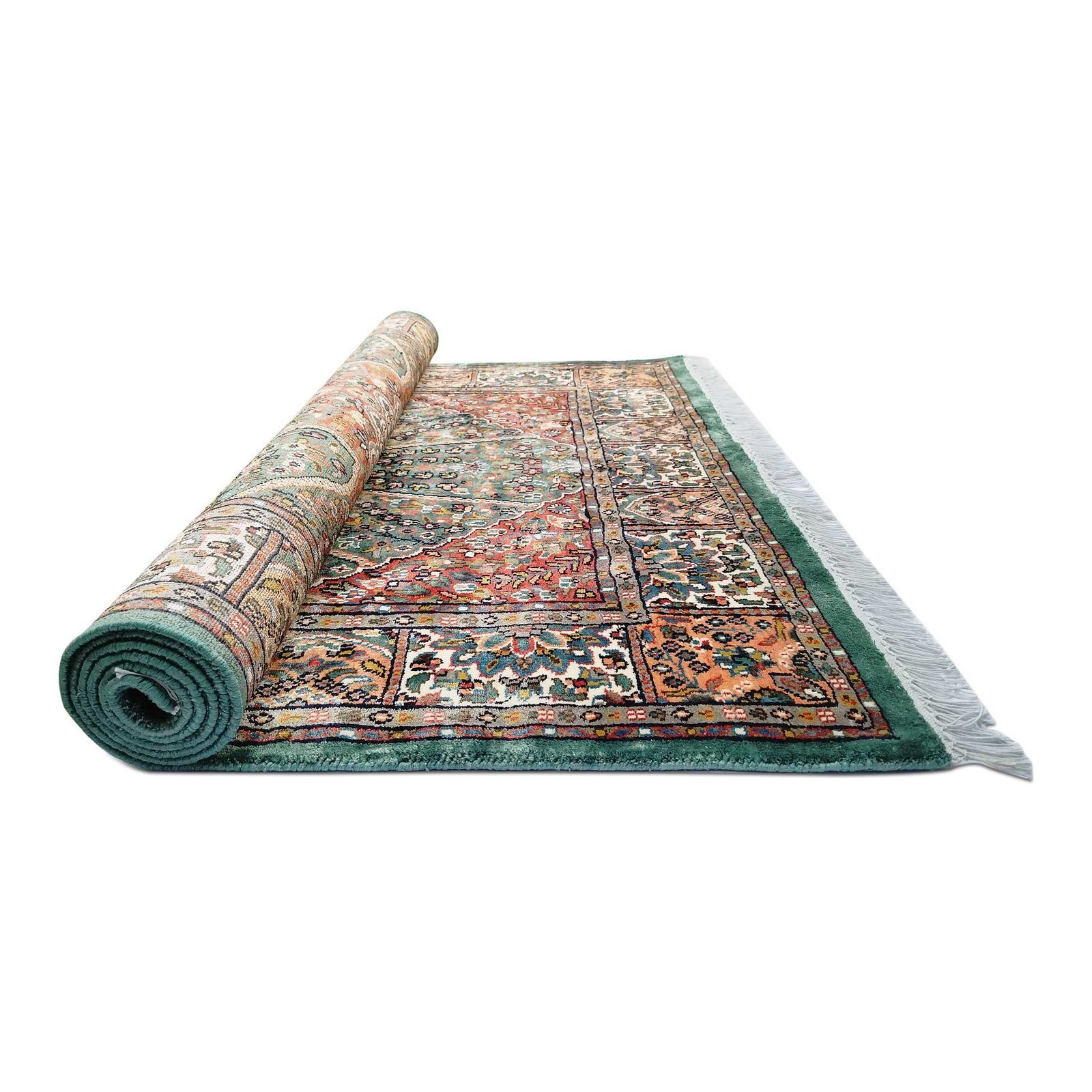4x6 Feet Hand Knotted Blue Persian Bamboo Silk Carpet - Image 7