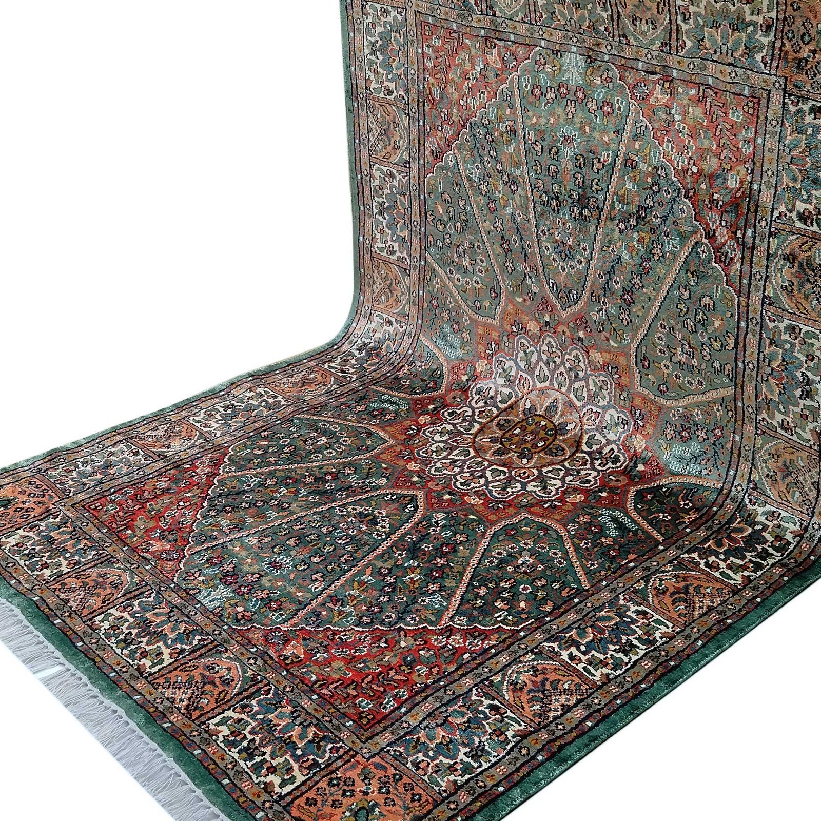 4x6 Feet Hand Knotted Blue Persian Bamboo Silk Carpet - Image 2