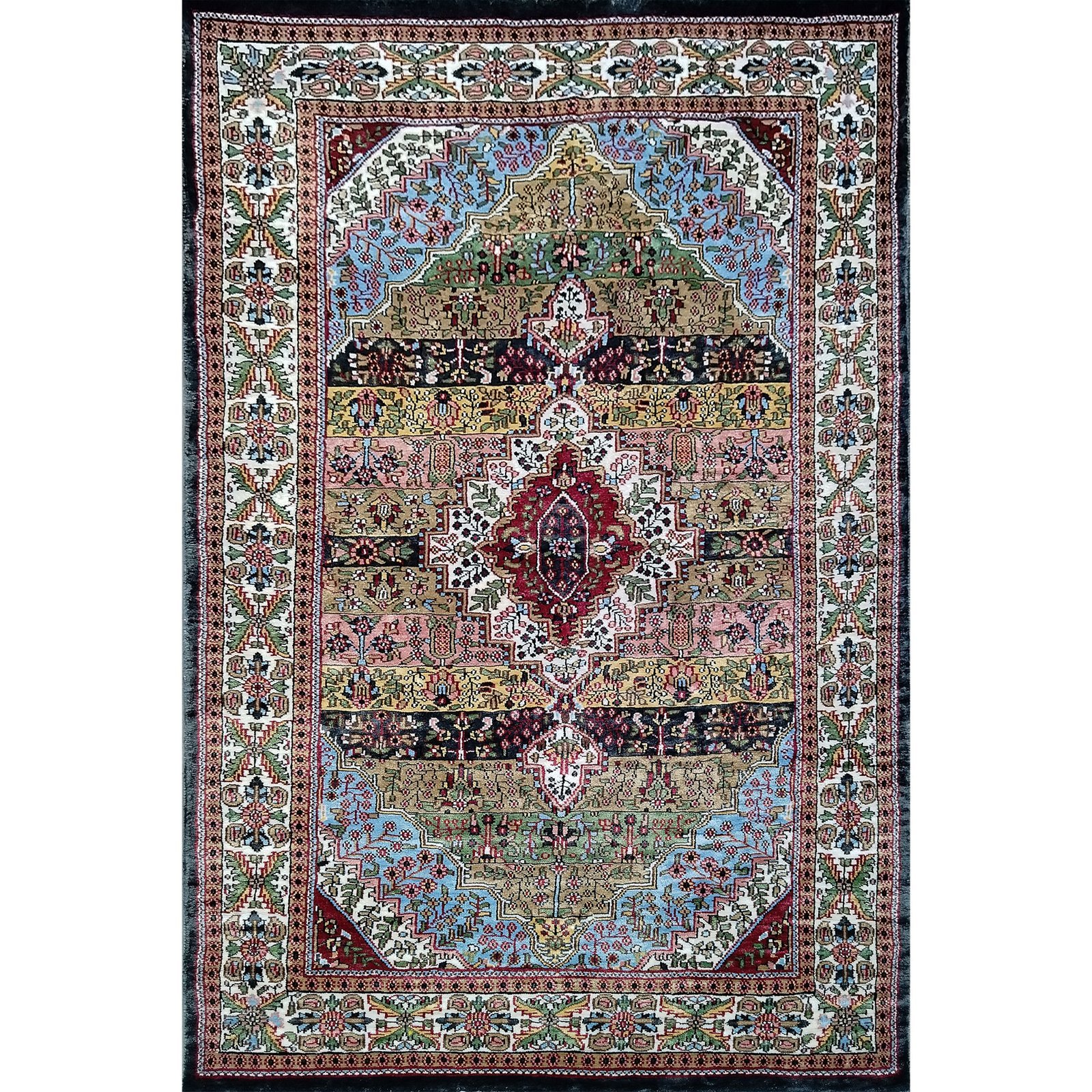 4x6 feet Hand Knotted Bamboo Silk Carpet Traditional Floral Shiny