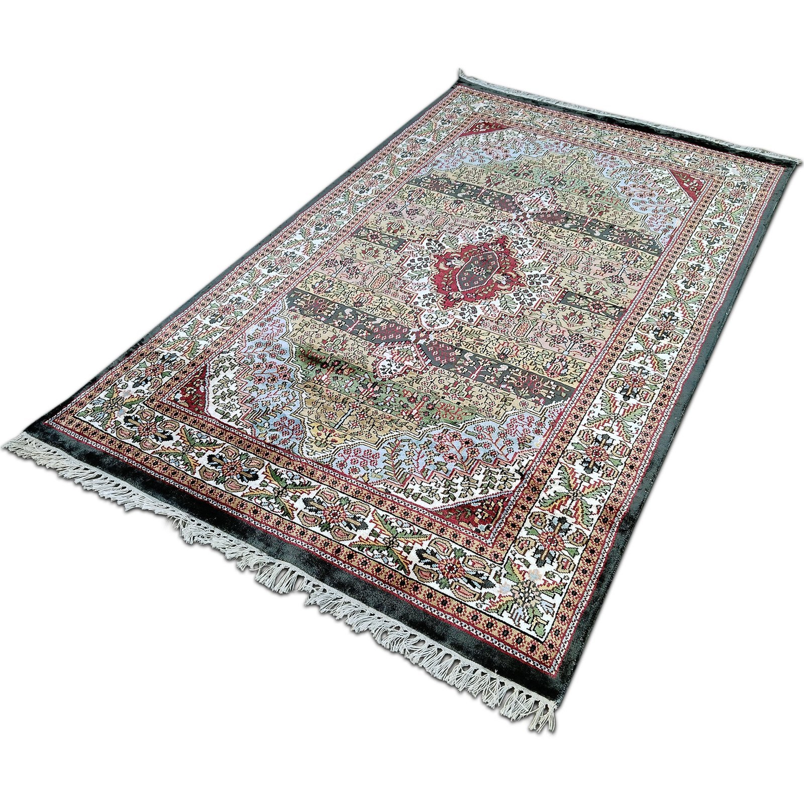 4x6 feet Hand Knotted Bamboo Silk Carpet Traditional Floral Shiny - Image 4