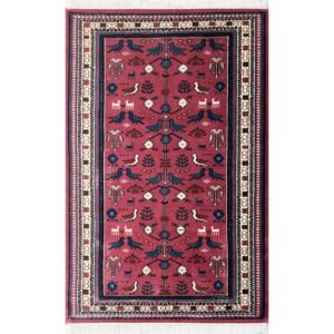 4x6 ft Hand Knotted Woolen Carpet Pigeon Peach