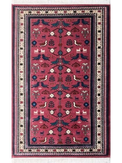 4x6 ft Hand Knotted Woolen Carpet Pigeon Peach