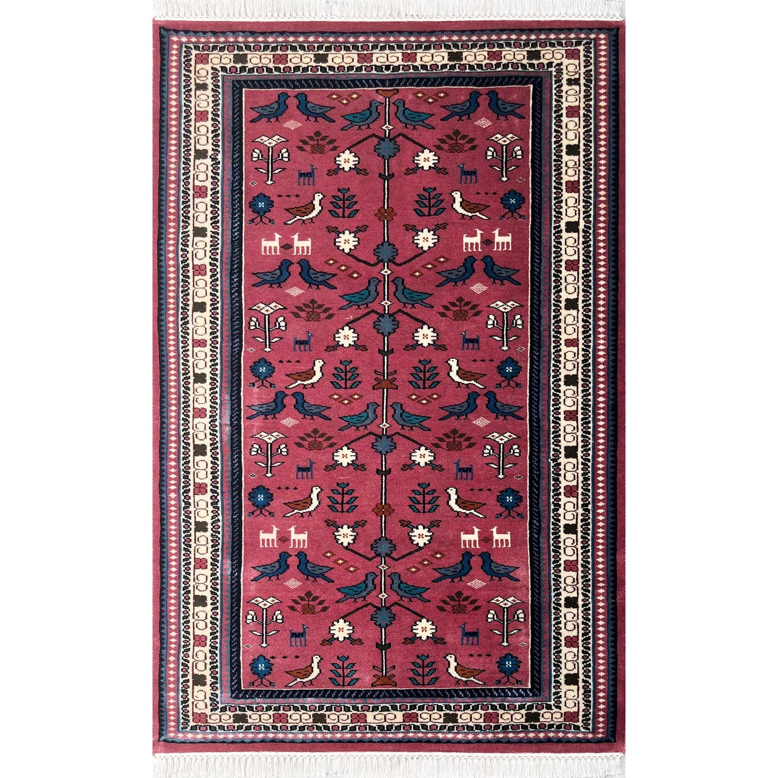 4x6 ft Hand Knotted Woolen Carpet Pigeon Peach