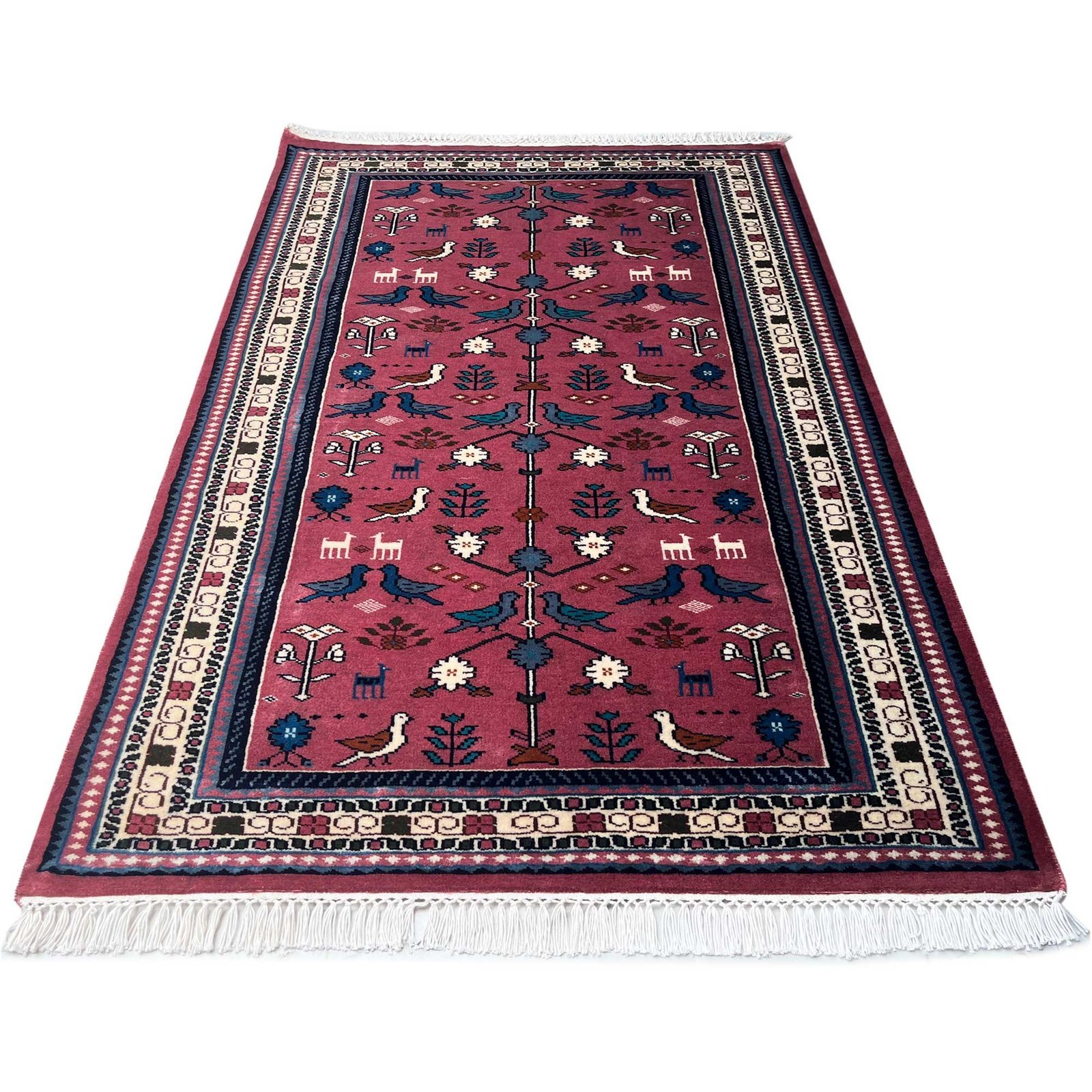 4x6 ft Hand Knotted Woolen Carpet Pigeon Peach - Image 2