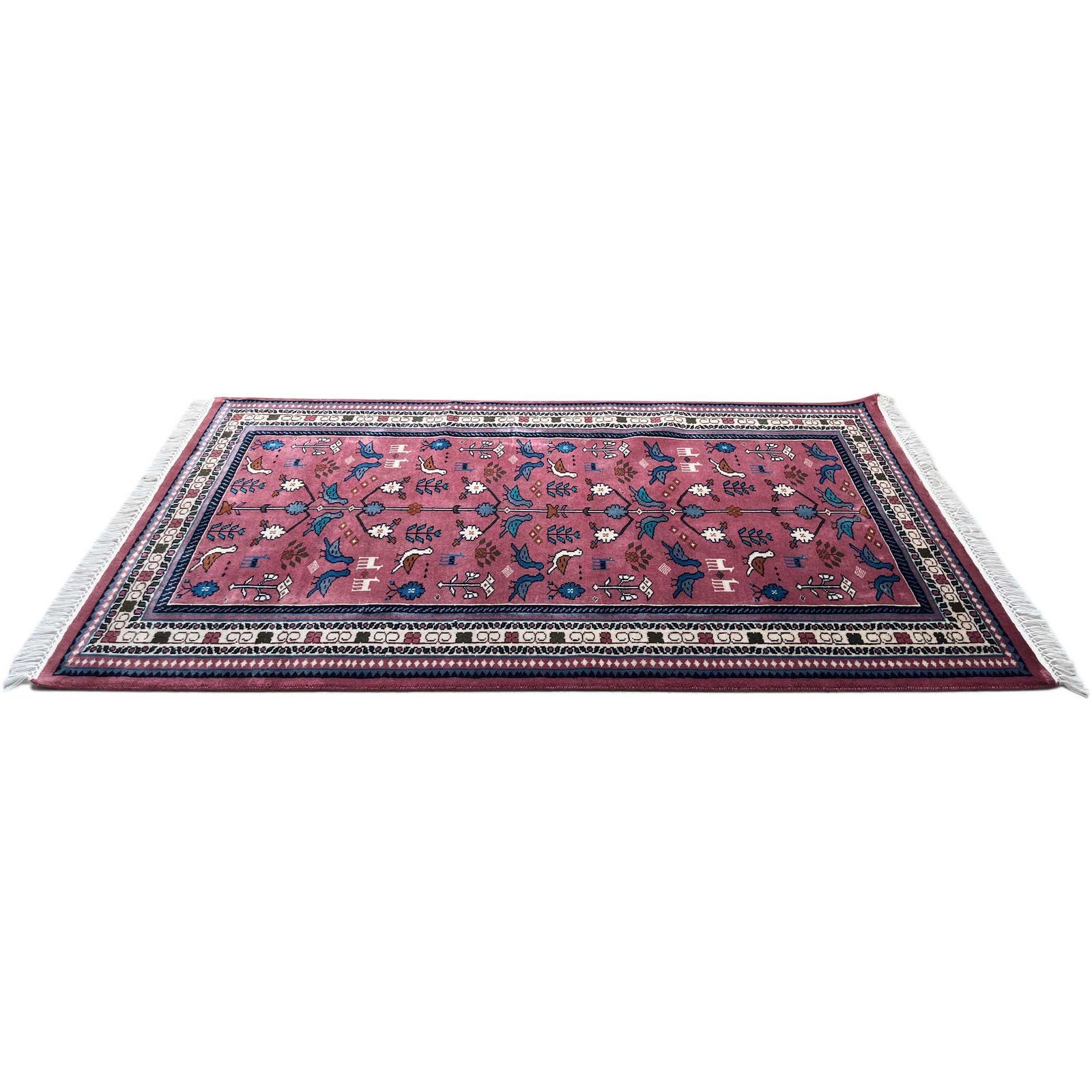 4x6 ft Hand Knotted Woolen Carpet Pigeon Peach - Image 8