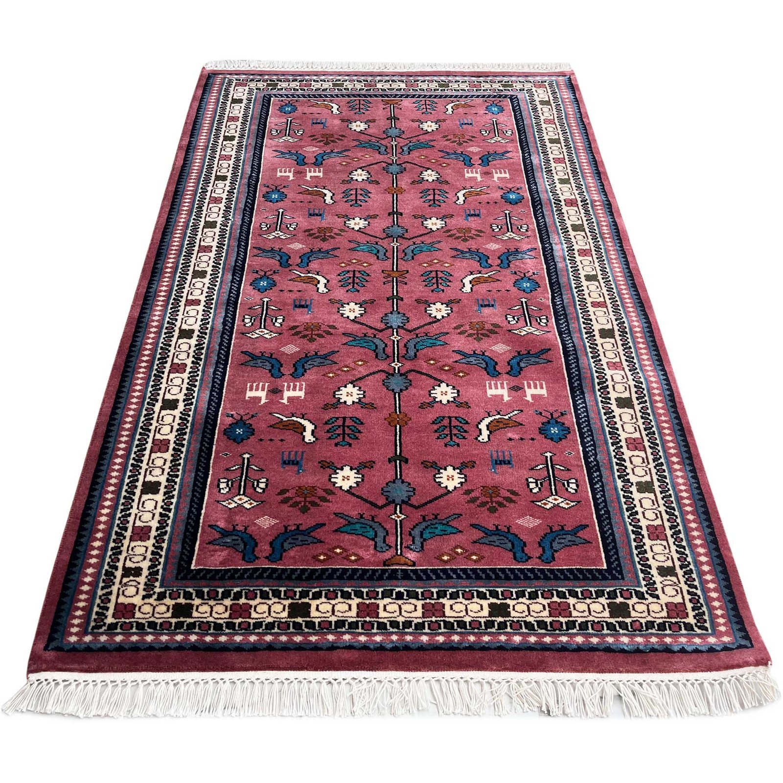 4x6 ft Hand Knotted Woolen Carpet Pigeon Peach - Image 6