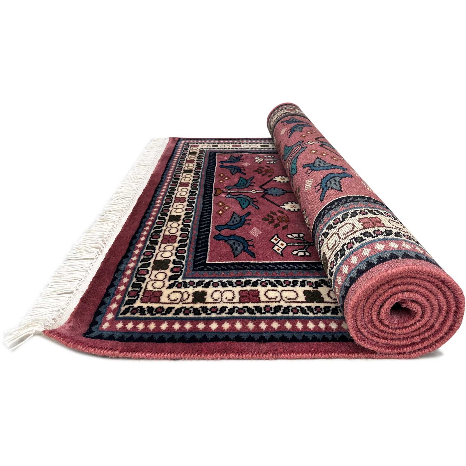 4x6 ft Hand Knotted Woolen Carpet Pigeon Peach - Image 4