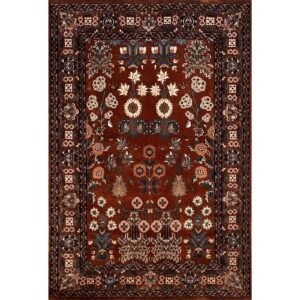 4x6 ft Hand Knotted Copper Floral Woolen Carpet
