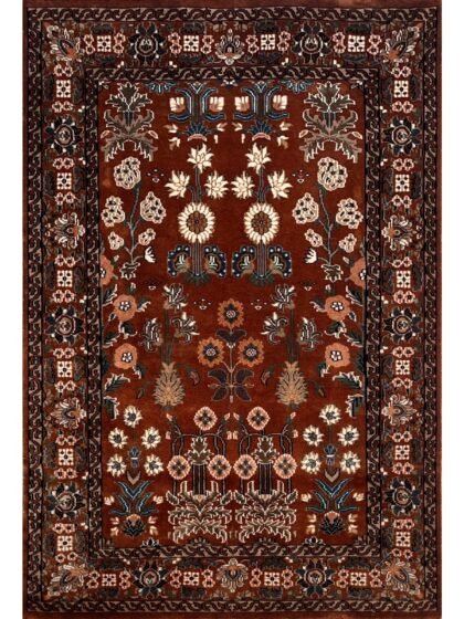 4x6 ft Hand Knotted Copper Floral Woolen Carpet