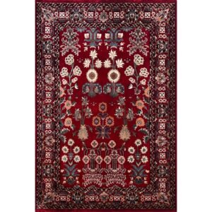 4x6 ft Hand Knotted Wool Carpet Floral Red