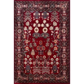 4x6 ft Hand Knotted Wool Carpet Floral Red