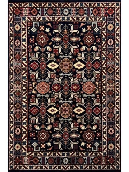 4x6 ft Hand Knotted Wool Carpet Black Rooz