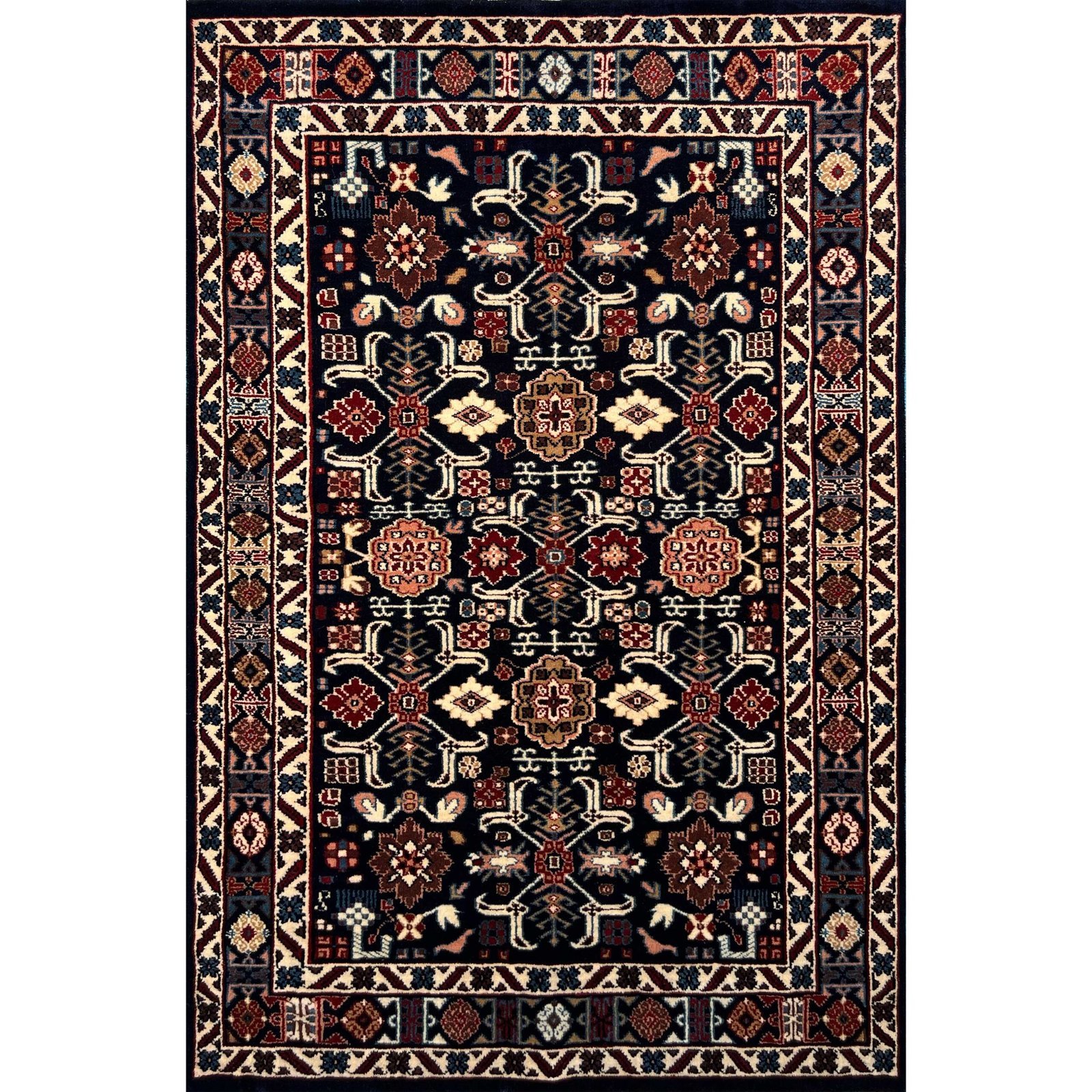 4x6 ft Hand Knotted Wool Carpet Black Rooz