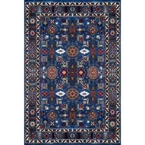 4x6 ft Hand Knotted Woolen Carpet Blue Floral