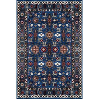 4x6 ft Hand Knotted Woolen Carpet Blue Floral
